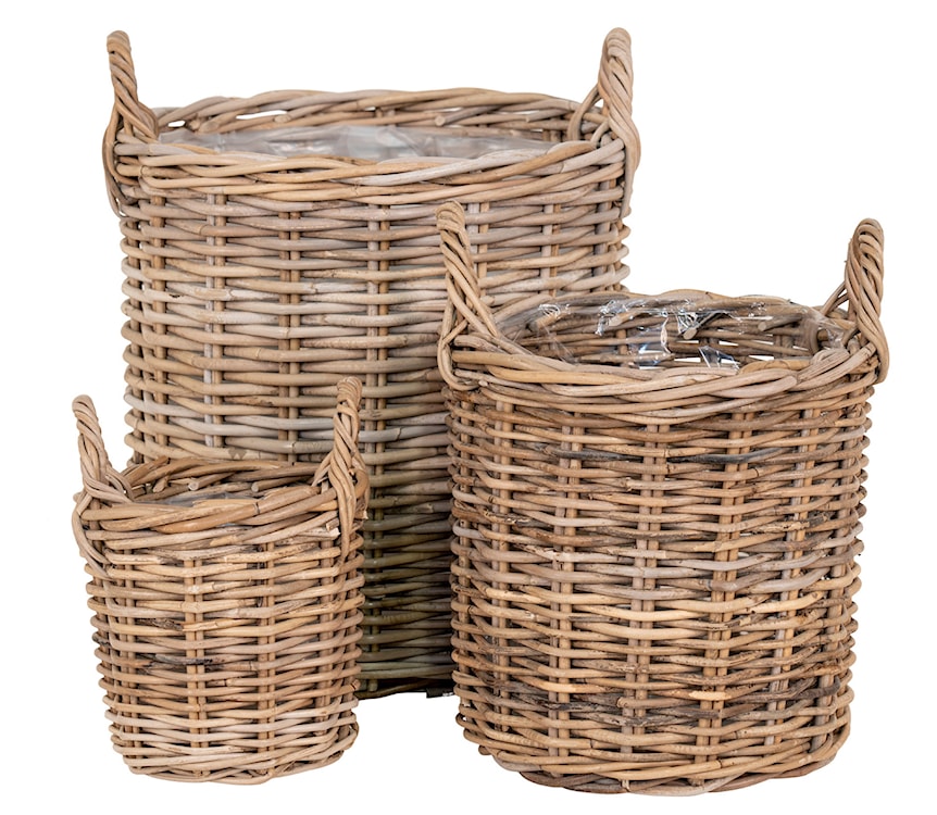 Zestaw trzech doniczek Rosemala rattanowe