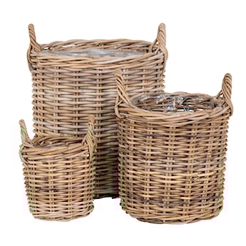 Zestaw trzech doniczek Rosemala rattanowe