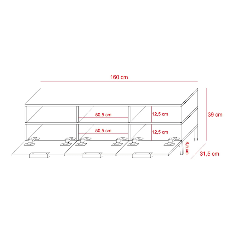 Szafka RTV Rikke 160 cm Biały mat / Dąb Wotan    - zdjęcie 7