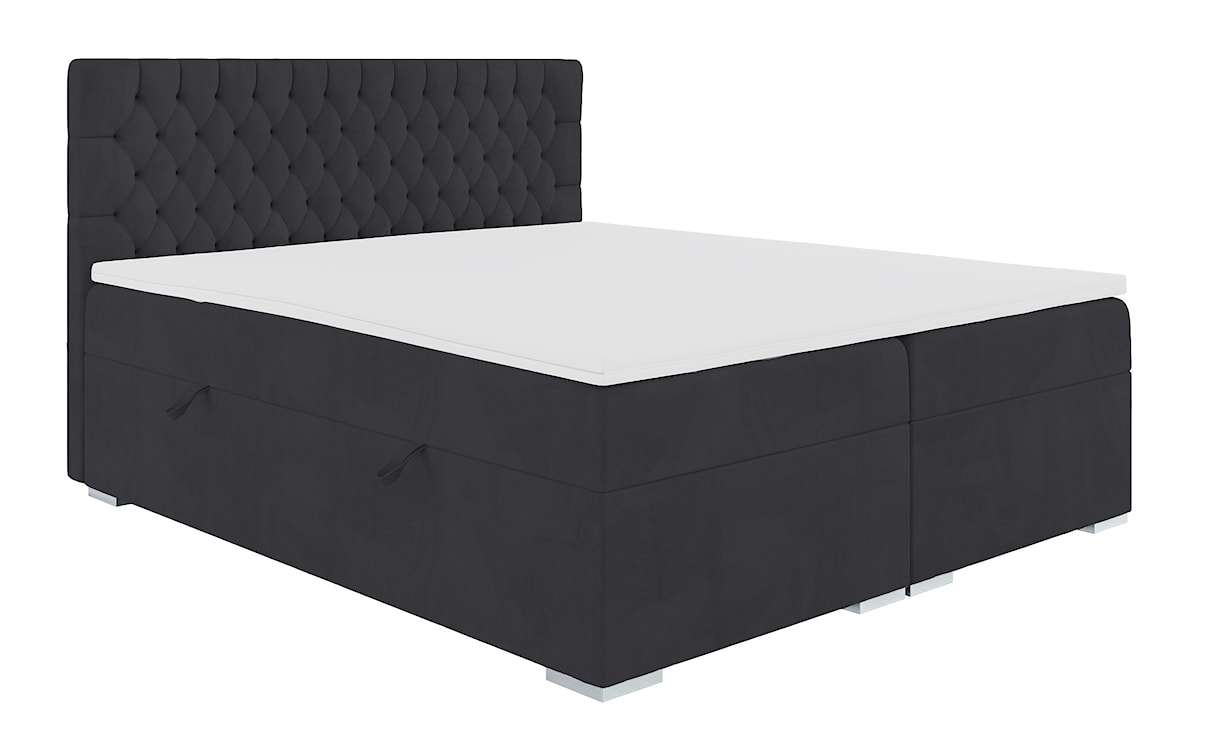 Łóżko kontynentalne 160x200 cm Persival z pojemnikami i topperem ciemnoszare welur  - zdjęcie 3