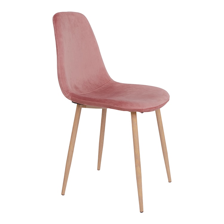 Krzesło tapicerowane Iger różowe na brązowych nogach  - zdjęcie 5