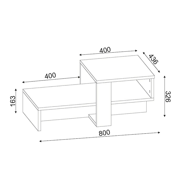 Stolik kawowy nowoczesny Dziban biały/orzech 80x43,6 cm  - zdjęcie 3