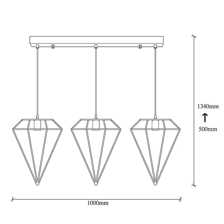 Lampa sufitowa Palmares x3 w kształcie diamentu 134 cm miedziana  - zdjęcie 5
