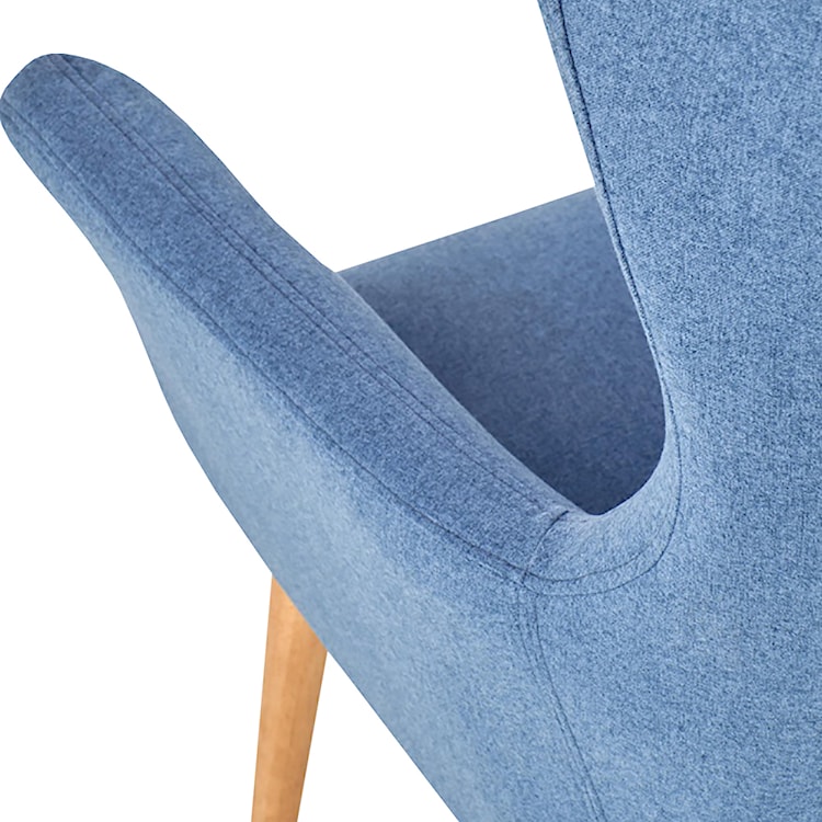 Fotel Emifban na drewnianych nogach - niebieskie tapicerowanie  - zdjęcie 9