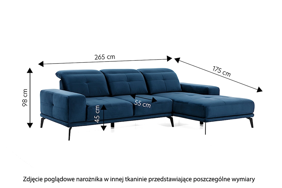 Narożnik Alisario L-kształtny brązowy welwet hydrofobowy prawostronny  - zdjęcie 5