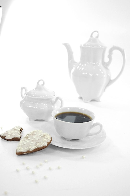 Serwis do kawy porcelanowy dla 6 os. Bolero biały  - zdjęcie 2