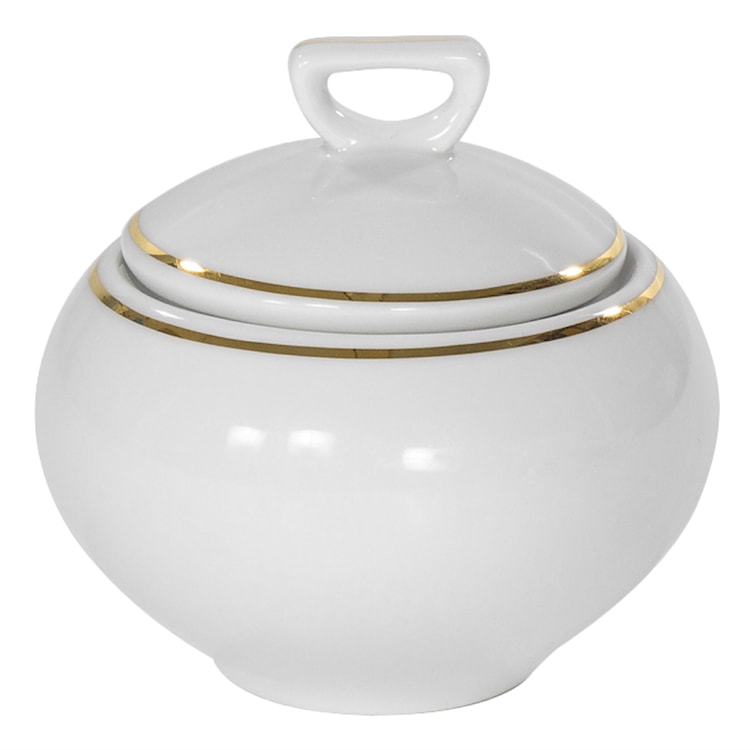 Serwis do kawy porcelanowy dla 12 os. Yvonne biało-złoty  - zdjęcie 2