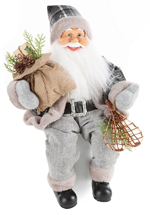 Figurka świąteczna Mikołaj 40 cm szary