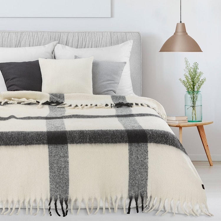 Koc narzuta Moher 170x130 cm czarno-kremowy  - zdjęcie 3