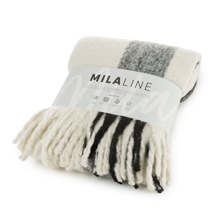 Koc narzuta Moher 170x130 cm czarno-kremowy 