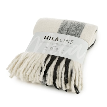 Koc narzuta Moher 170x130 cm czarno-kremowy