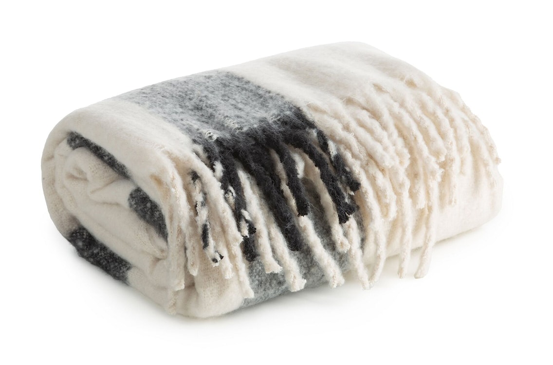 Koc narzuta Moher 170x130 cm czarno-kremowy  - zdjęcie 4