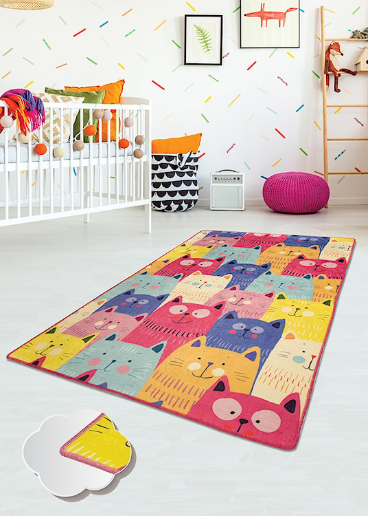 Dywan do pokoju dziecięcego Dinkley Koty kolorowy 140x190 cm  - zdjęcie 2