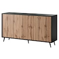 Komoda Bello z lamelowymi frontami 154 cm czarna/dąb wotan