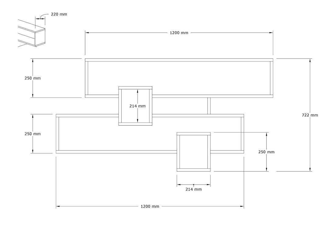 Zestaw dwóch półek na ścianę Kariet 120 cm biały/orzech  - zdjęcie 3