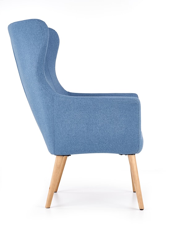 Fotel Emifban na drewnianych nogach - niebieskie tapicerowanie  - zdjęcie 15