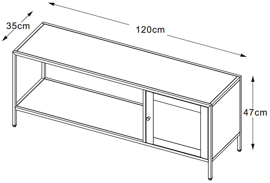 Regał niski Maurre 47 cm czarny  - zdjęcie 3