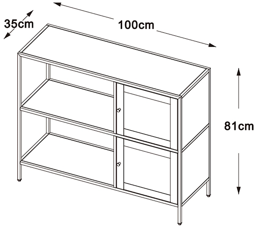 Regał niski dwudrzwiowy Maurre 81 cm czarny  - zdjęcie 5