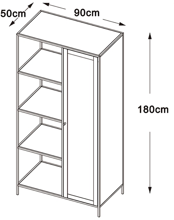 Regał jednodrzwiowy Maurre 180 cm czarny  - zdjęcie 4