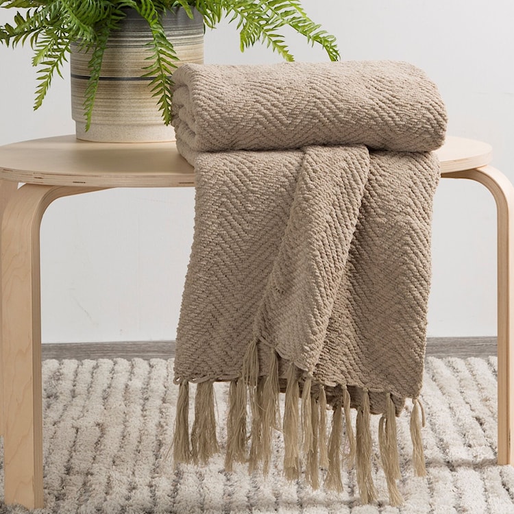 Koc narzuta Milo 170x130 cm beżowy  - zdjęcie 2