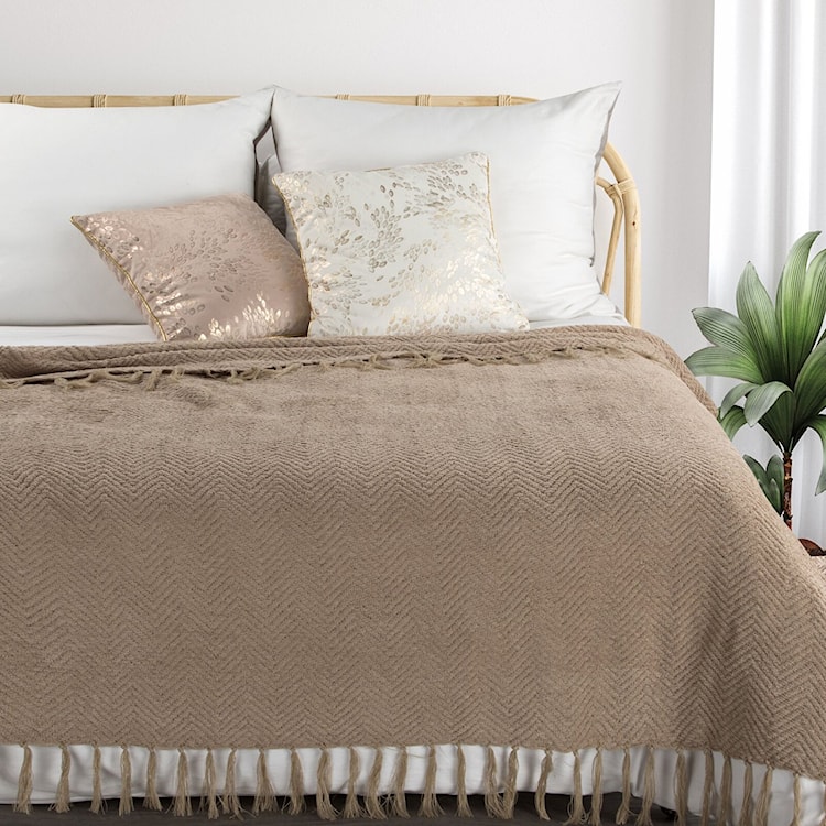 Koc narzuta Milo 170x130 cm beżowy  - zdjęcie 3