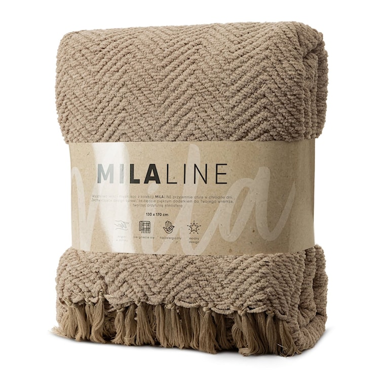 Koc narzuta Milo 170x130 cm beżowy 