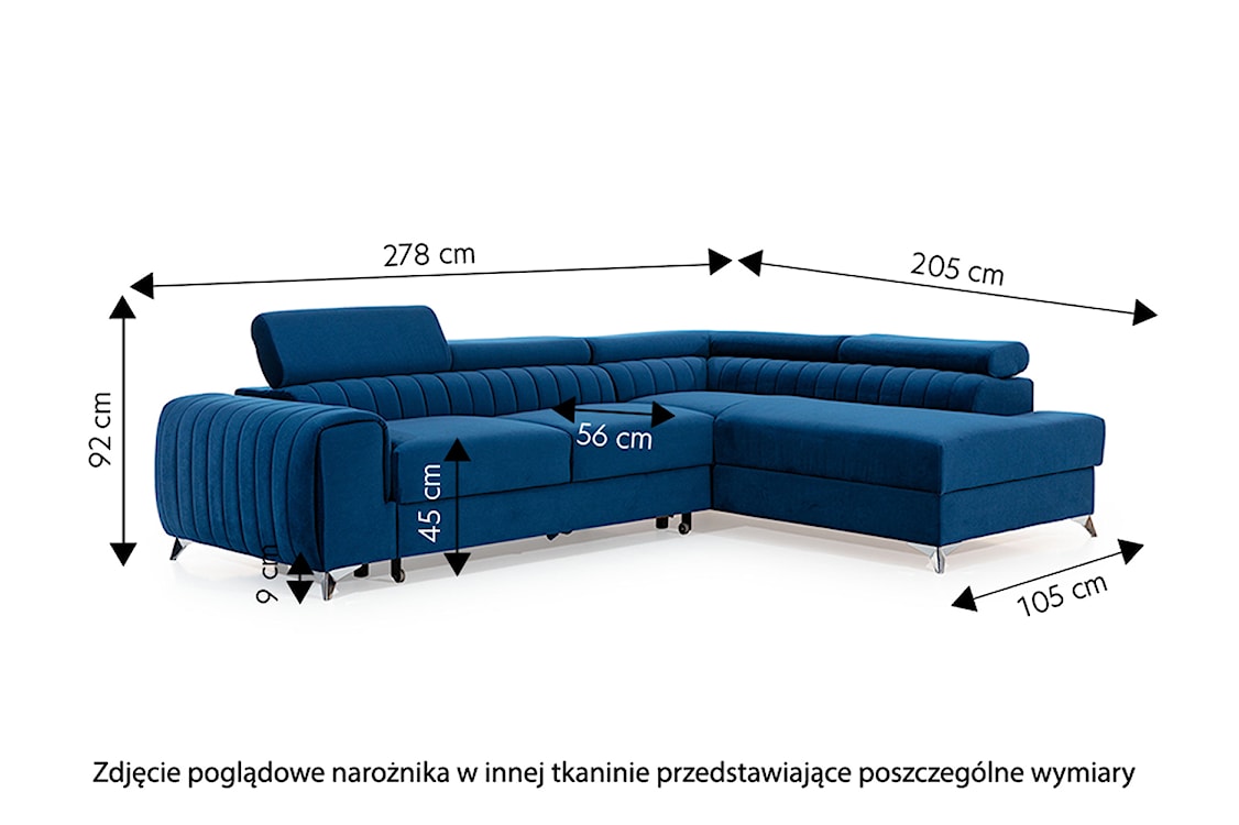 Narożnik z funkcją spania Negreiros L-kształtny z pojemnikiem i regulowanymi zagłówkami szary prawostronny  - zdjęcie 5