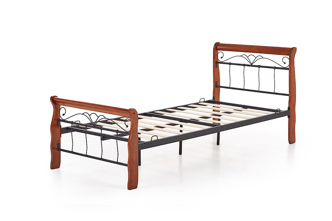 Łóżko metalowe Padma 90x200 cm na drewnianych nogach  - zdjęcie 5
