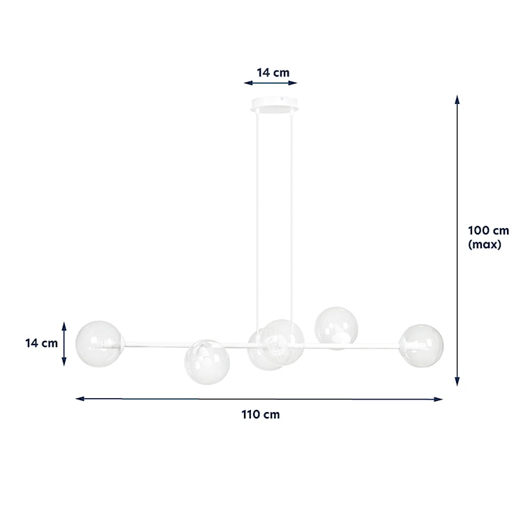 Lampa wisząca Sulmona biała z transparentnymi kloszami x6  - zdjęcie 8