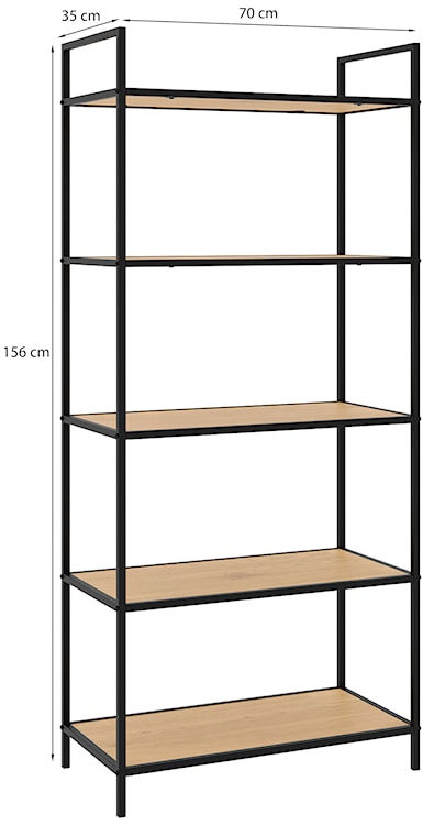 Regał otwarty Koneso 156 cm z pięcioma półkami dąb/czarny  - zdjęcie 3