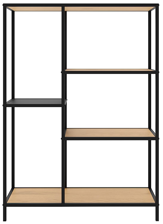 Regał otwarty Koneso 112 cm z pięcioma półkami dąb/czarny  - zdjęcie 3