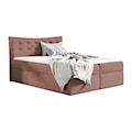 Łóżko kontynentalne Ramblano 120x200 z dwoma pojemnikami, materacem i topperem różowe hydrofobowe