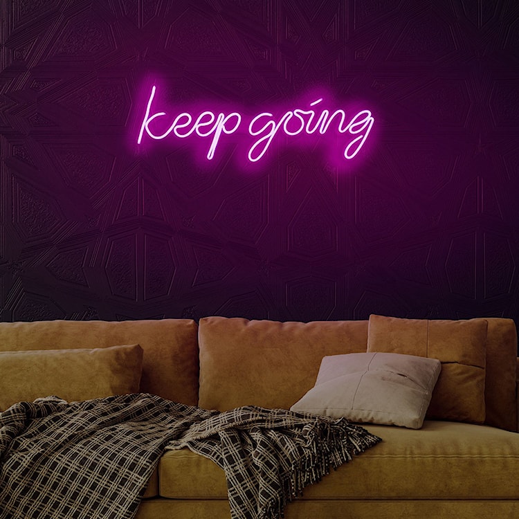 Neon na ścianę Letely z napisem Keep Going różowy  - zdjęcie 4