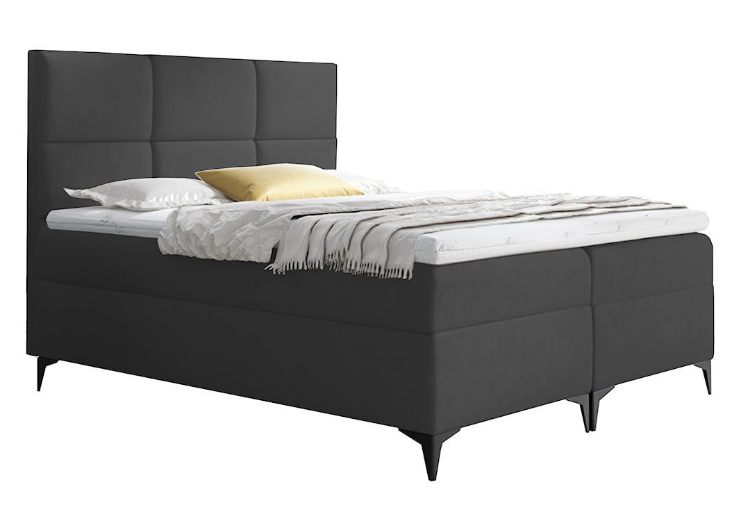 Łóżko kontynentalne Firome 160x200 z dwoma pojemnikami, materacem i topperem grafitowe hydrofobowe 