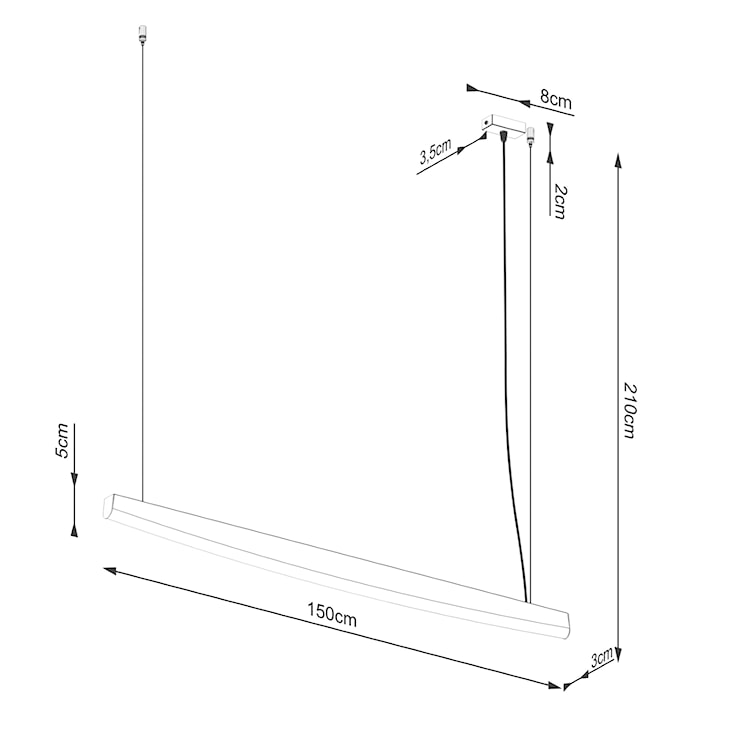 Lampa wisząca Jorun LED 150 cm czarna 3000K  - zdjęcie 11