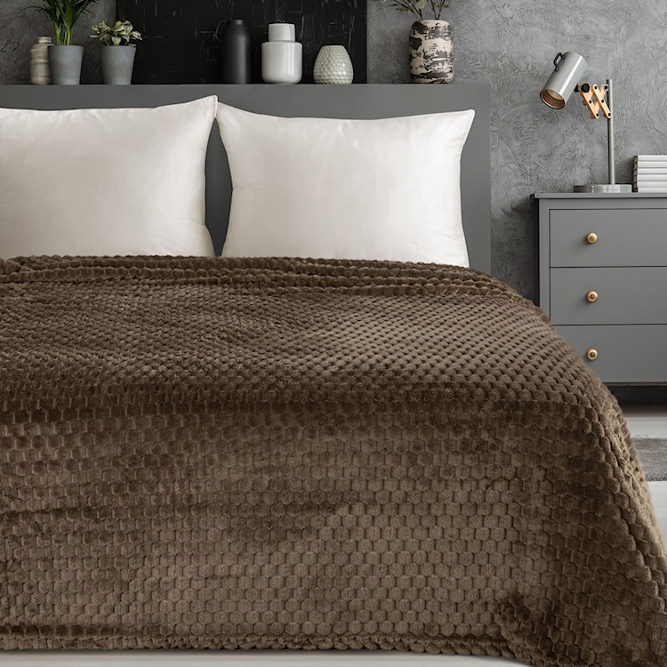 Koc Cindy 220x200 cm ciemnobrązowy  - zdjęcie 3