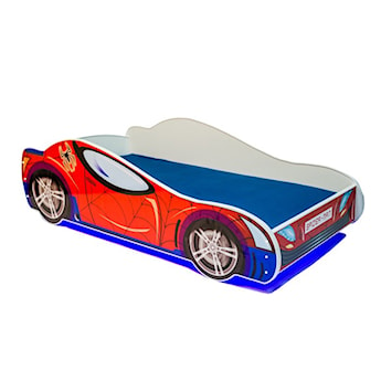 Łóżko dziecięce Tildora 140x70 cm w kształcie samochodu z LED
