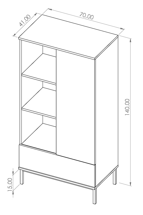 Regał zamykany Perila z otwartymi półkami i szufladą biały  - zdjęcie 5