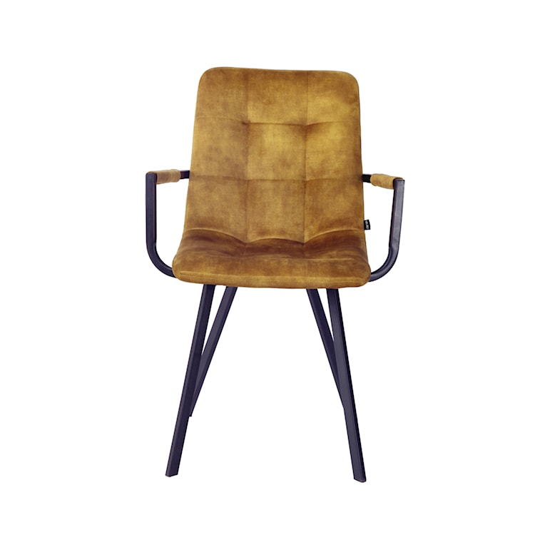Krzesło tapicerowane z podłokietnikami Unurgunite musztardowe  - zdjęcie 2