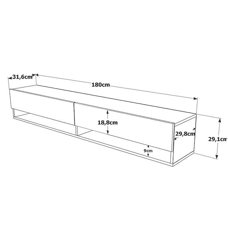 Szafka RTV Reflo 31,6x180 cm sosna atlantycka  - zdjęcie 5