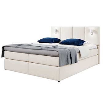 Łóżko kontynentalne Somalo 140x200 z materacem i topperem kremowe