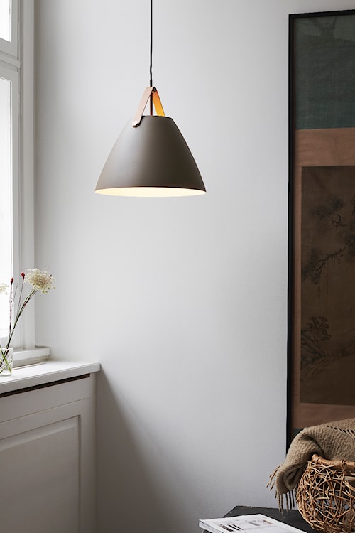 Lampa wisząca Strap średnica 36 cm brązowy metalowy klosz  - zdjęcie 2