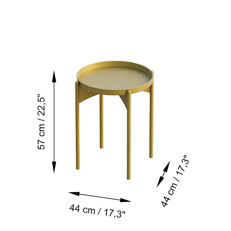 Stolik metalowy Wheley okrągły blat średnica 44 cm złoty  - zdjęcie 6