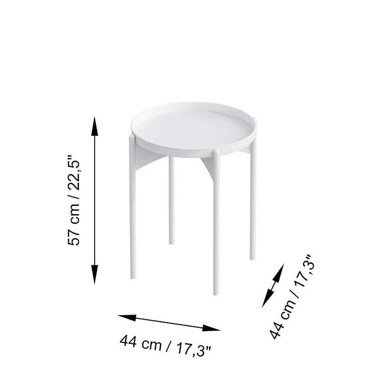 Stolik metalowy Wheley okrągły blat średnica 44 cm biały  - zdjęcie 6