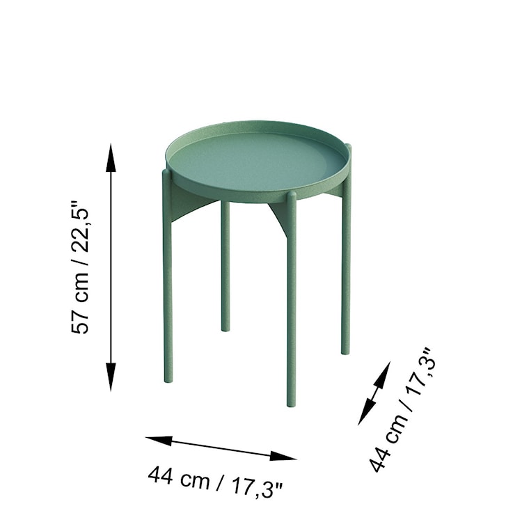 Stolik metalowy Wheley okrągły blat średnica 44 cm zielony  - zdjęcie 4
