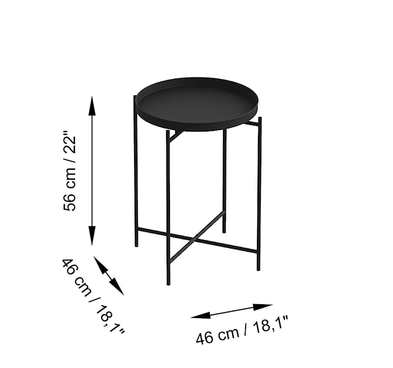 Stolik metalowy Cantive okrągły blat średnica 46 cm czarny  - zdjęcie 6