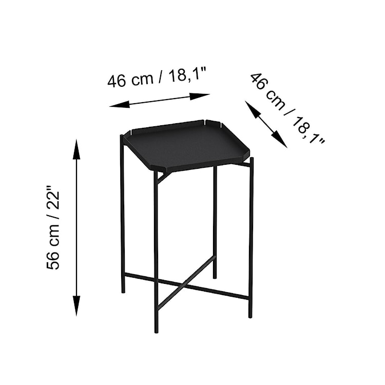 Stolik metalowy Cantive kwadratowy blat 46 cm czarny  - zdjęcie 6