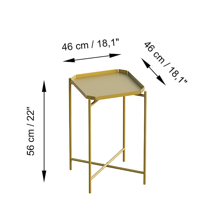 Stolik metalowy Cantive kwadratowy blat 46 cm złoty  - zdjęcie 6