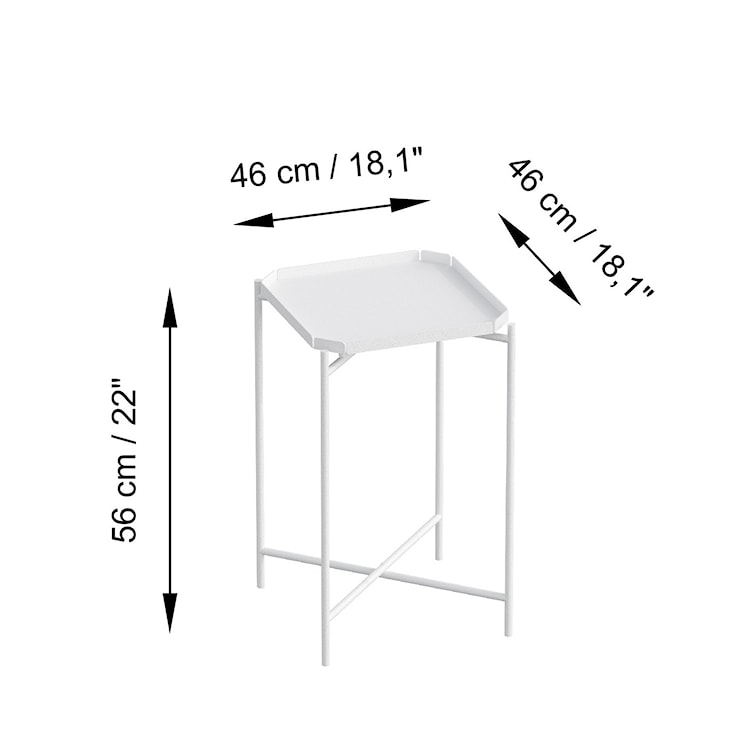 Stolik metalowy Cantive kwadratowy blat 46 cm biały  - zdjęcie 5