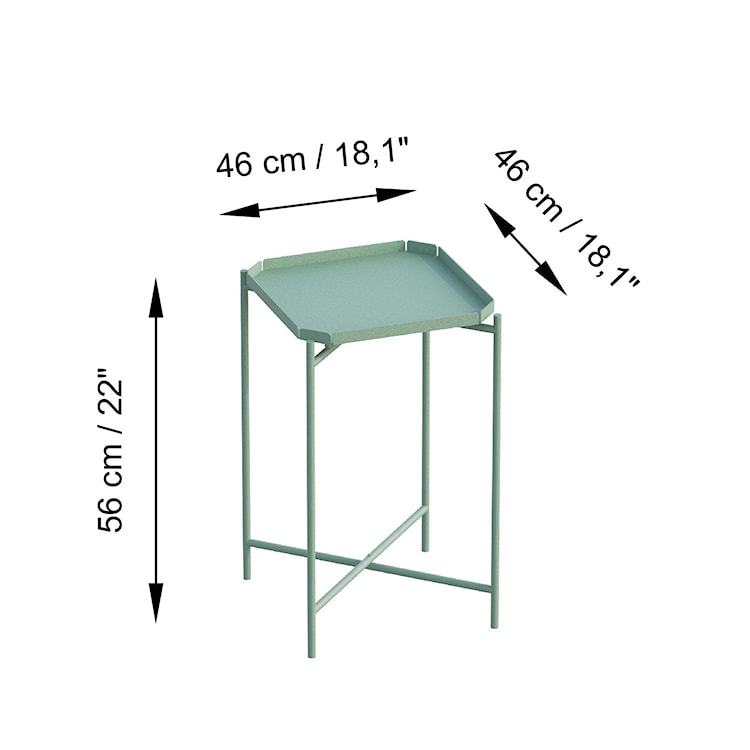 Stolik metalowy Cantive kwadratowy blat 46 cm zielony  - zdjęcie 5
